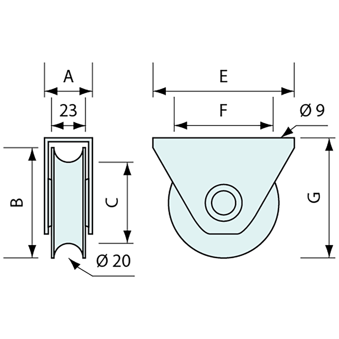 Bottom Mount Gate Roller Zinc 85x100mm